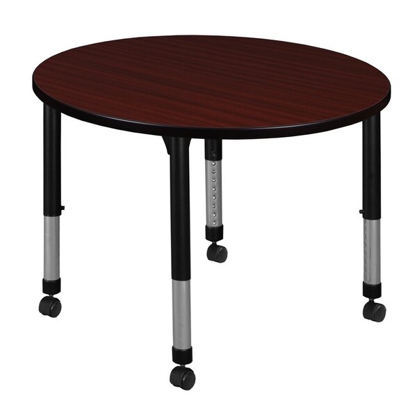 Regency Round Mobile Tables, 36 W, 36 L, 23-34 H, Wood, Metal, Mahogany TB36RNDMHAPCBK - main